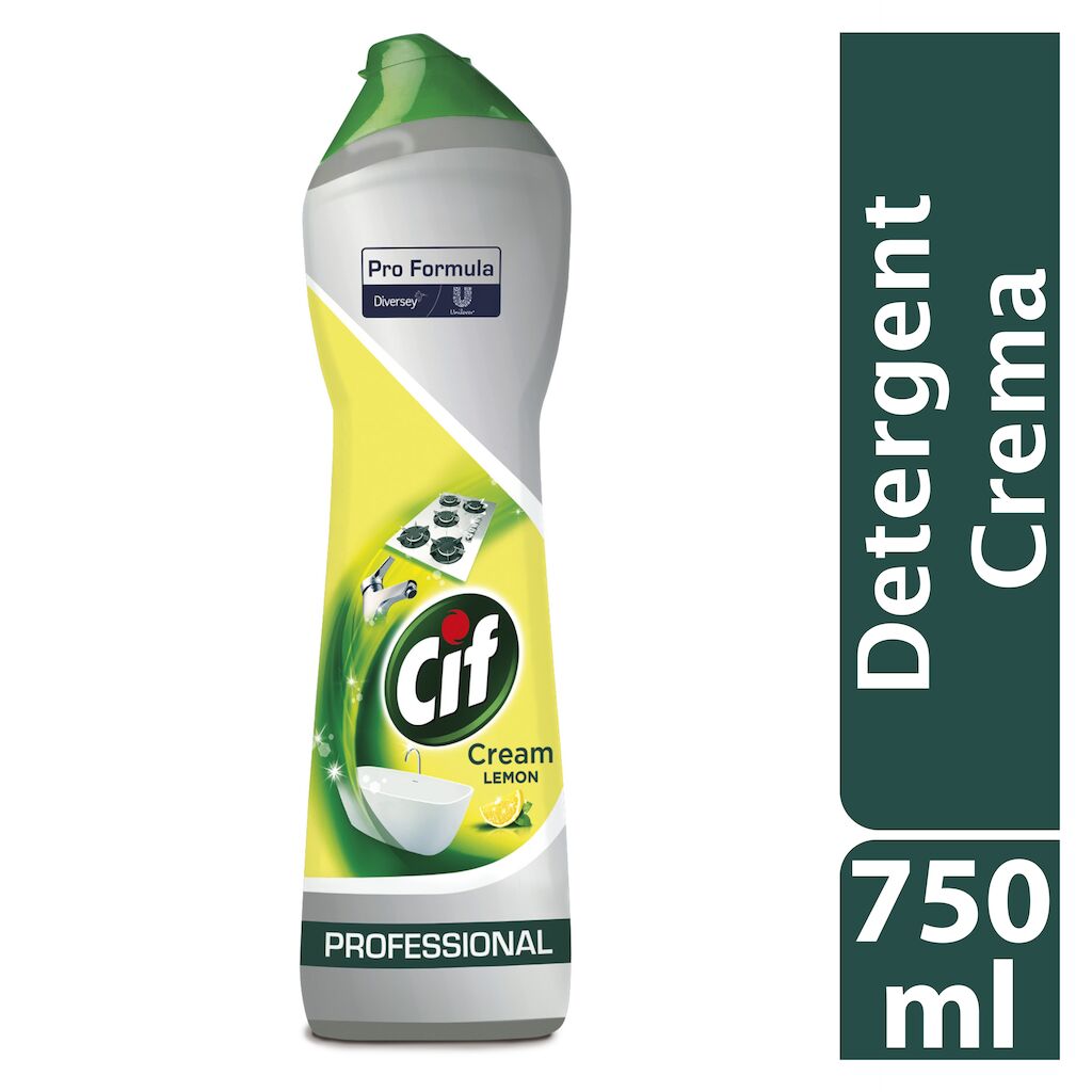 Cif Professional Cremă De Curățat Non-Abrazivă Lemon 8x0.75L - Cremă De Curățat cu microparticule naturale